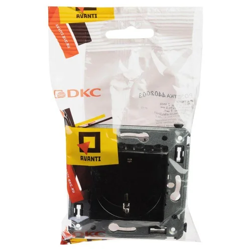 Розетка 1-м СП 2мод. Avanti "Черный квадрат" 16А IP20 2P+E защ. шторки черн. DKC 4402003 Розетка 1-м СП 2мод. Avanti "Черный квадрат" 16А IP20 2P+E защ. шторки черн. DKC 4402003